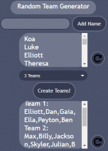 Random Team Maker Screen